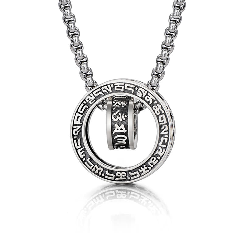 Anhänger Kette Tibetischer Gelassenheit Silber Mantra Ring