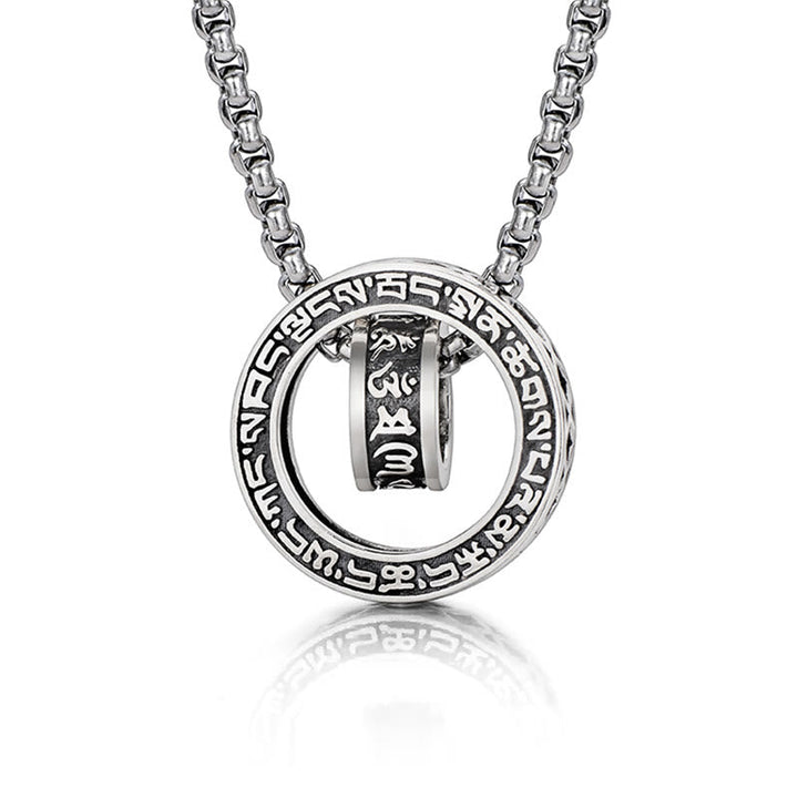 Anhänger Kette Tibetischer Gelassenheit Silber Mantra Ring