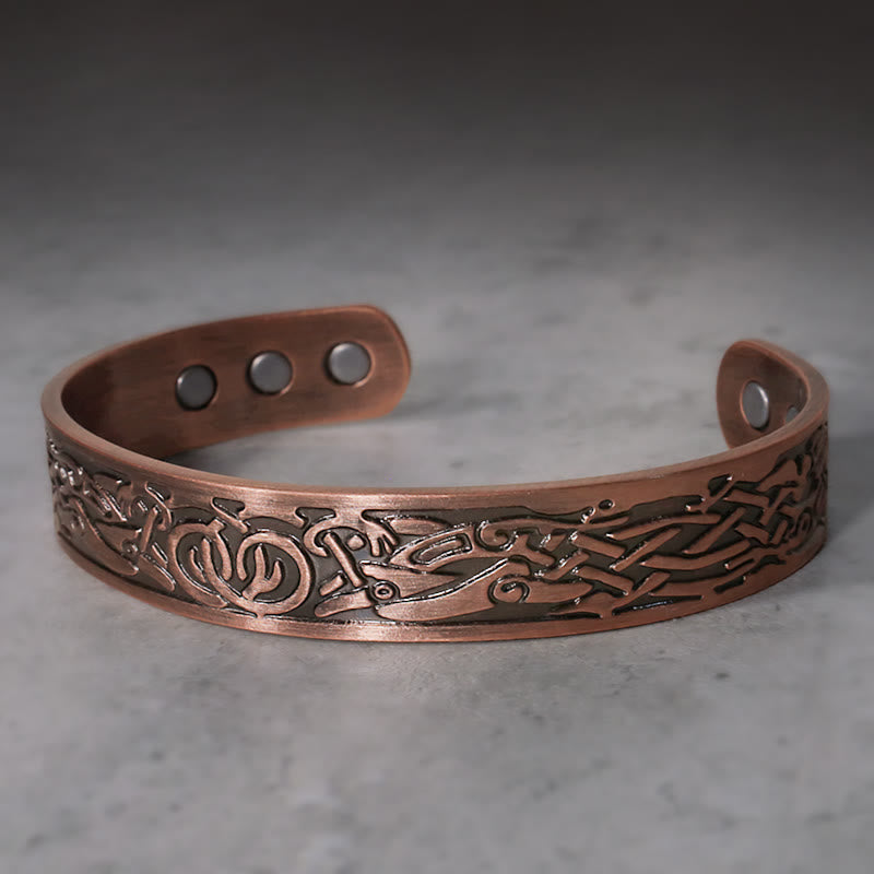 Armband Kupfer Magnetisch mit keltischen Mustern graviert handgefertigt