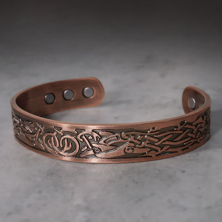 Armband Kupfer Magnetisch mit keltischen Mustern graviert handgefertigt