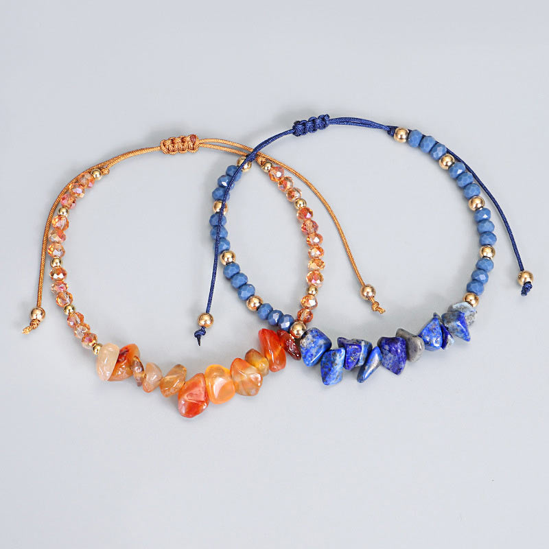Armband Amethyst Purify Knit orange blau Naturstein elastisch getragen