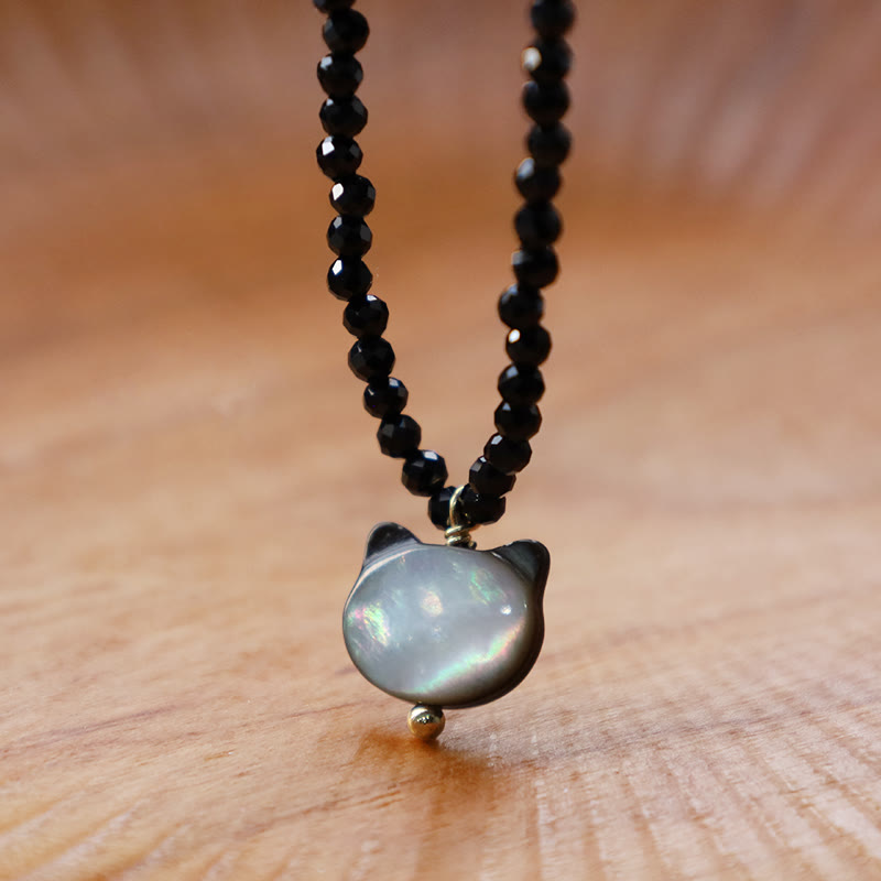 Schwarzer Spinell, Katze, Kette, Energie, Anhänger