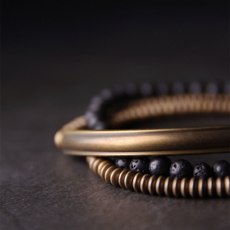 Armband Lava Rock Kupfer Schwarz Minimalistisch