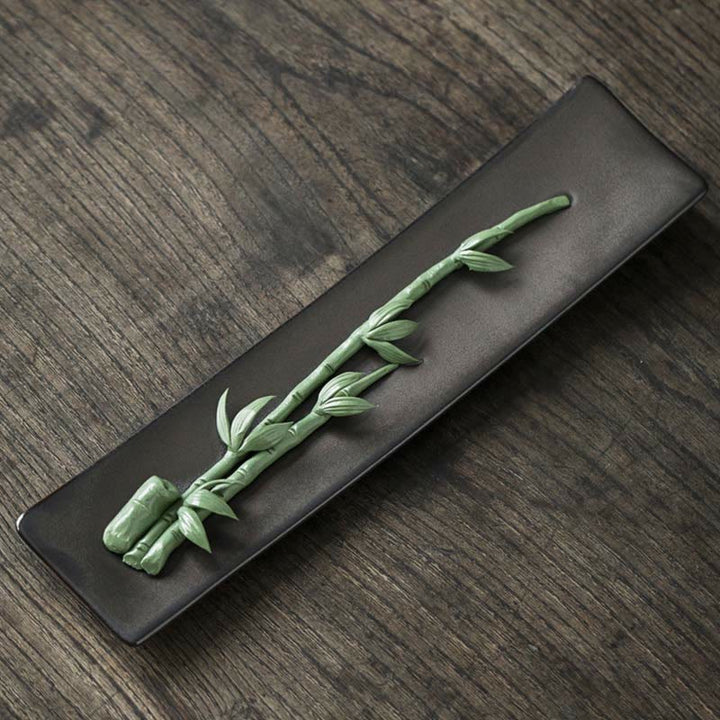 Räucherstäbchen Halter Keramik Lotus Pfingstrose Grüner Bambus