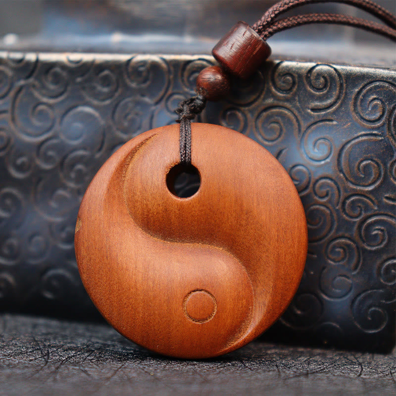 Yin Yang Kette Jujubaholz Anhänger Harmonie Schutz