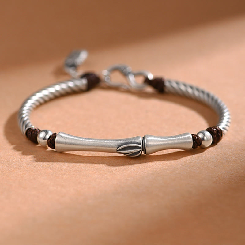 Silbernes Bambus Armband 925er Silber Glück Wohlstand elegant getragen