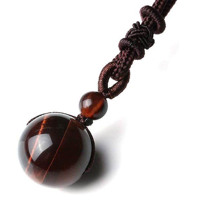 Kette Tigerauge Obsidian Anhänger Schutz Mut brauner Naturstein Makro