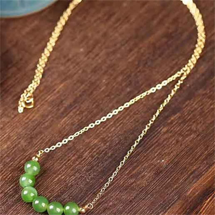 Hetian-Jade Kette Perlen Buddha Grün