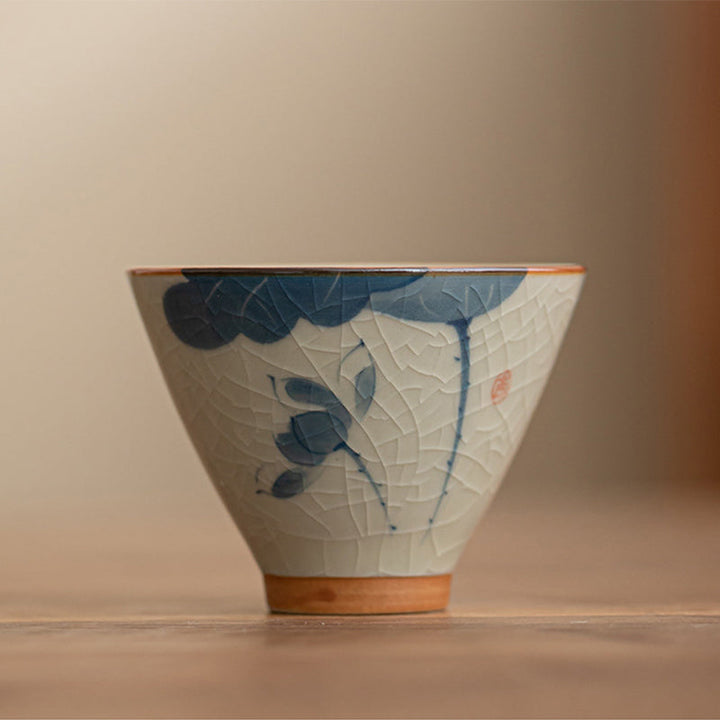 Teetasse Design Koi Lotus Kaki Keramik 50ml Blaue Lotus