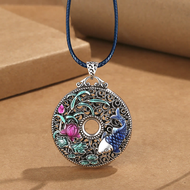 Kette Blau Lotus Stein Glück Anhänger