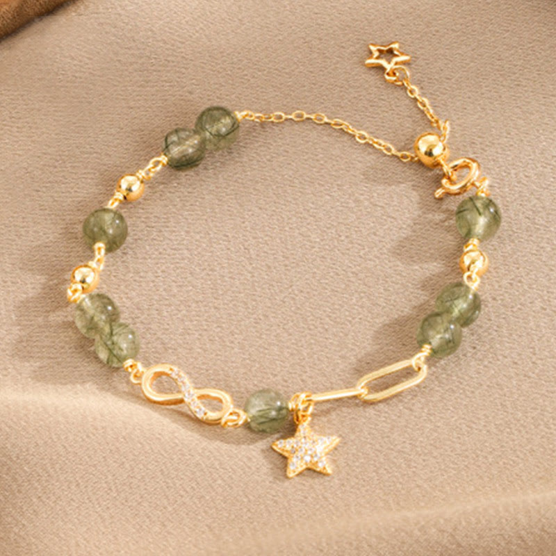 Armband Kupfer Stern Schutzstein grüne Perlen elegant gold elegant