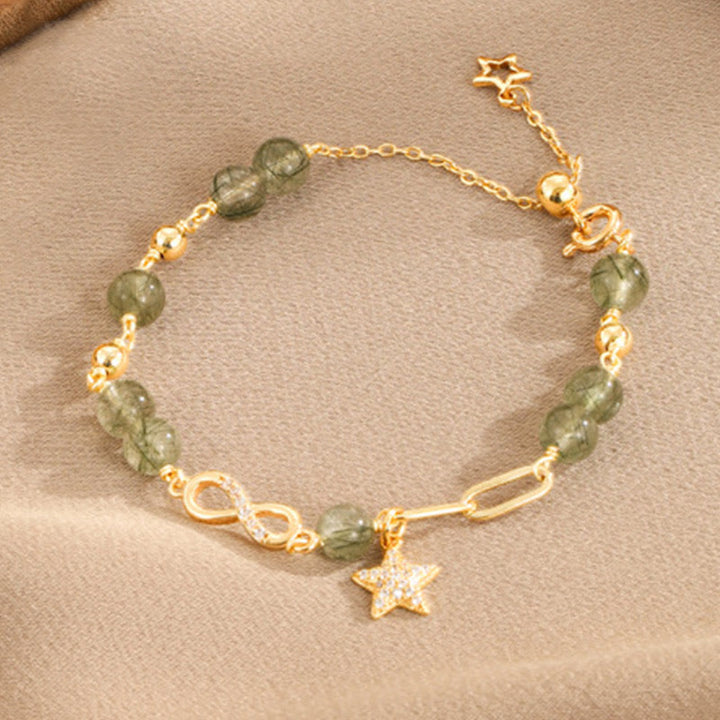 Armband Kupfer Stern Schutzstein grüne Perlen elegant gold elegant