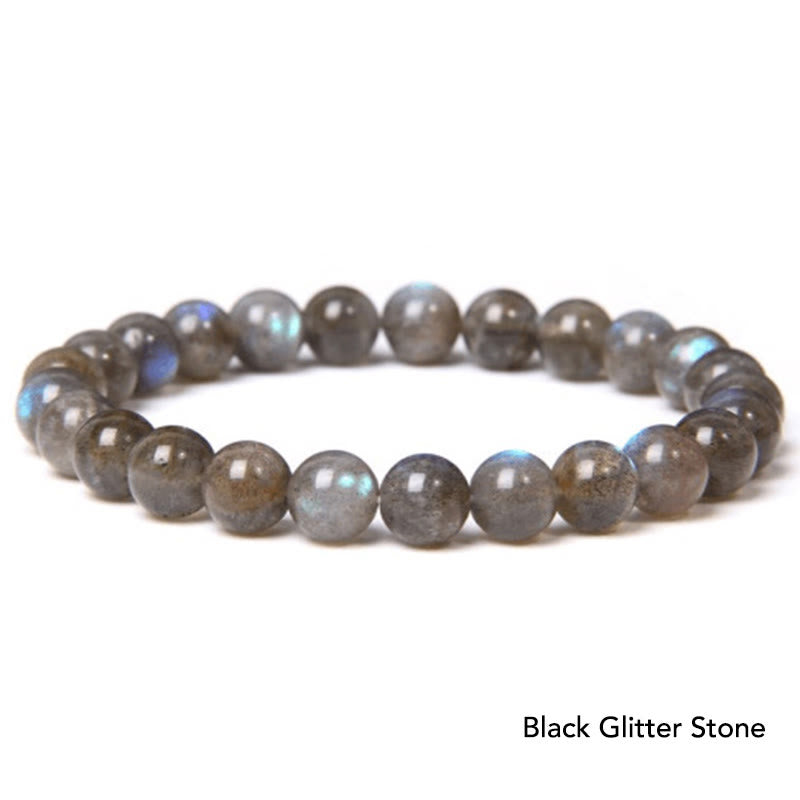 Armband Kristall Achat Balance grauer Labradorit Perlen Nahaufnahme elastisch