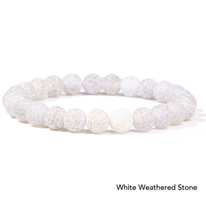 Weißes Kristall Achat Armband Armreif elastisch Naturstein Perlen