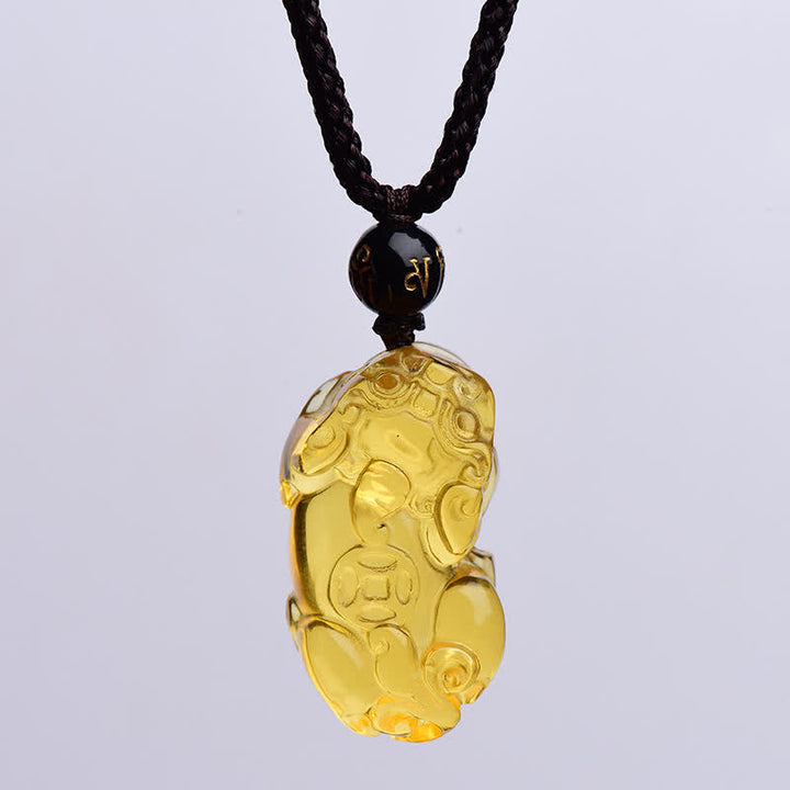 Citrin Pixiu Anhänger Kette Wohlstand Glücksbringer golden