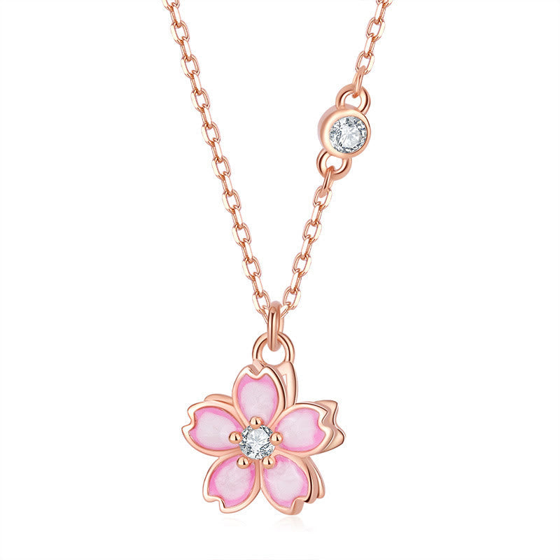 Kette 925er Silber Kirschblüte rosa Roségold Zirkonia