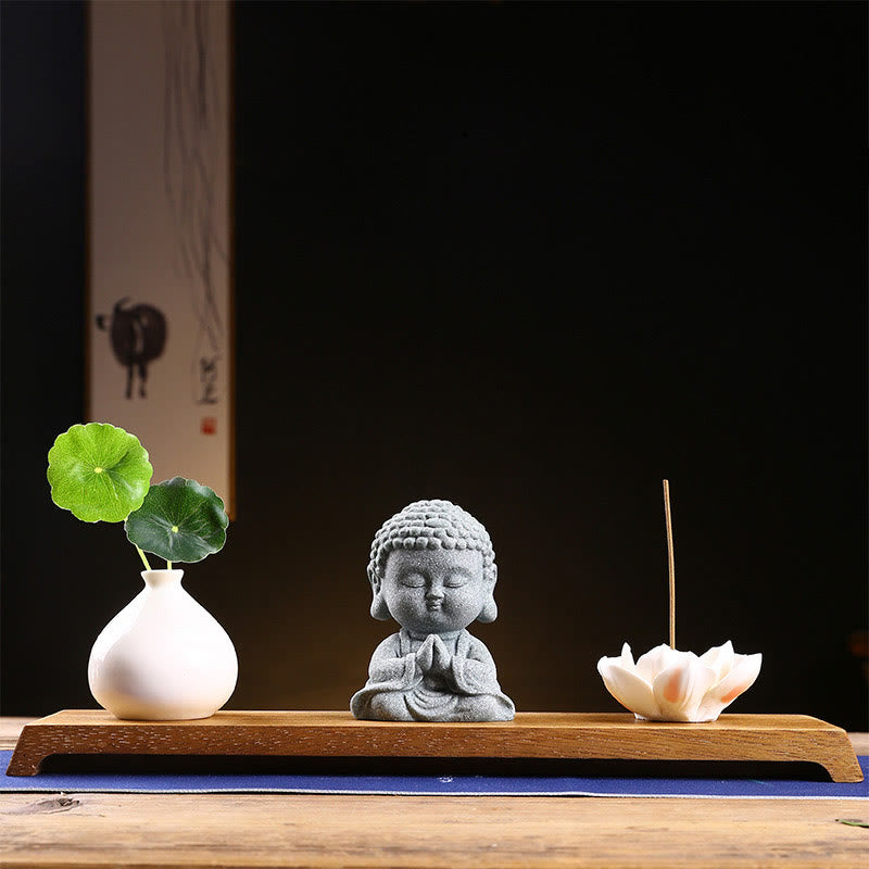 Buddha Meditation Betend Mitgefühl Betender Buddha+Sockel+Vase