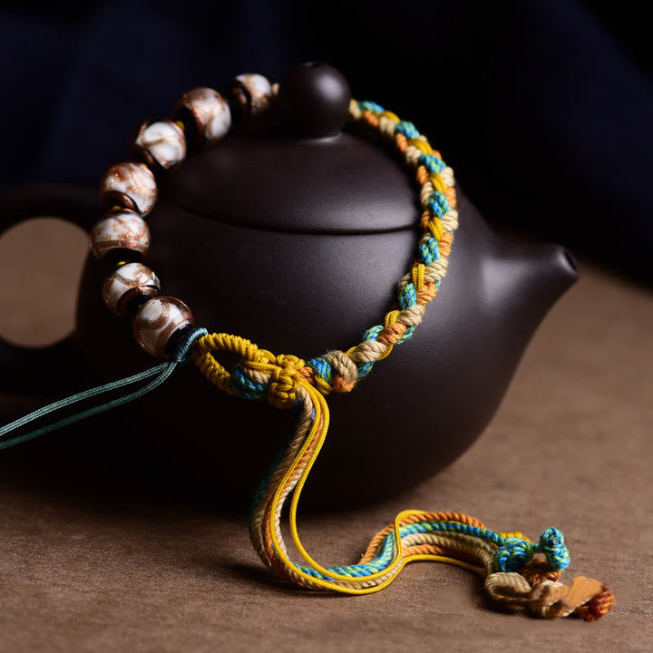 Armband Bunt Liuli Glas Perle – Glück mit gelben Seilen