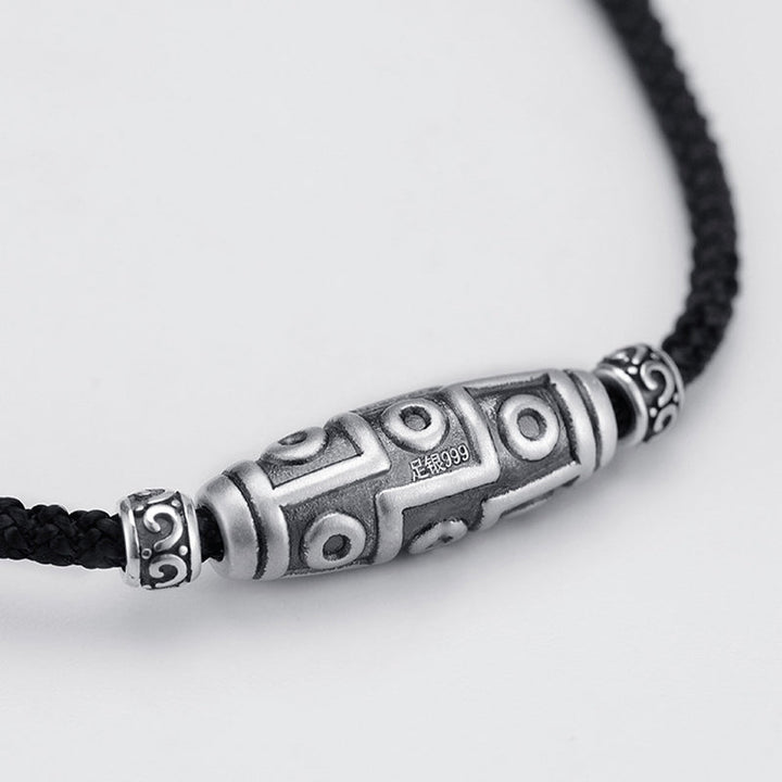 Kette 999er Silber Dzi-Auge Sterlingsilber Schutz geflochtenes Band