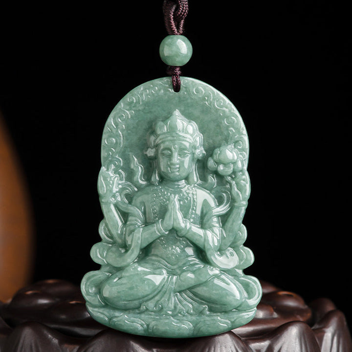 Kette grüne Jade Avalokitesvara Natur Segen
