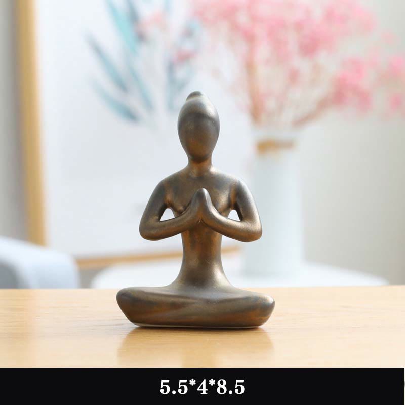 Buddha Statue Yoga Meditation Keramik Gold / Betend