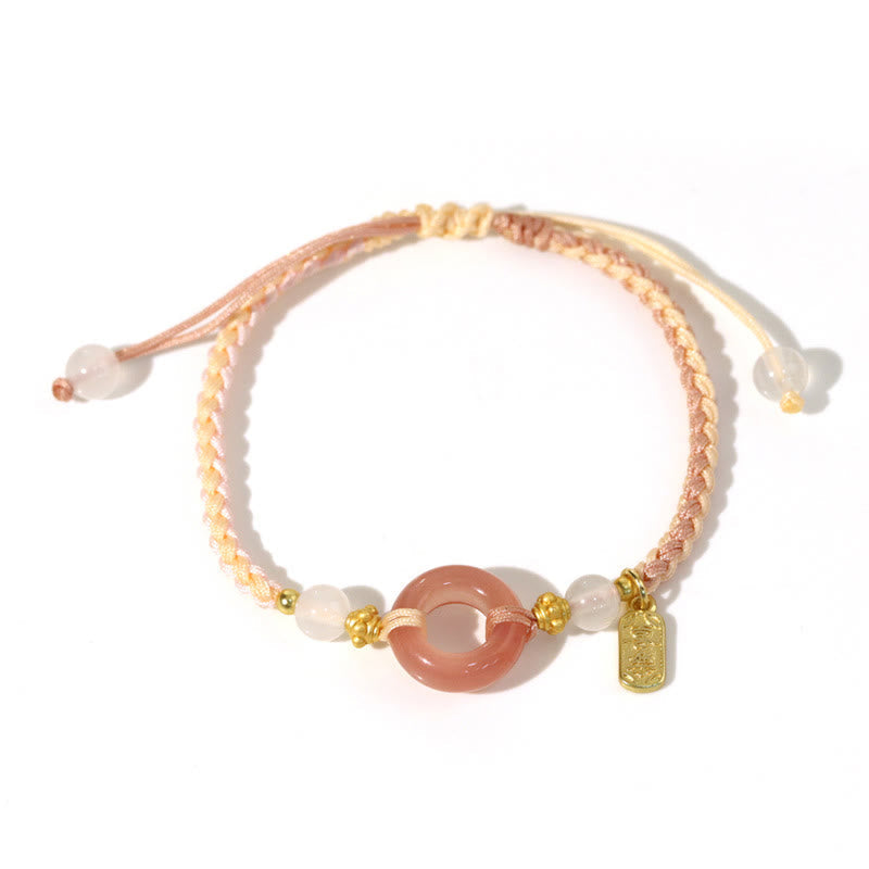 Armband Achat – Frieden Energie mit rosafarbenen Steinen und Goldakzenten