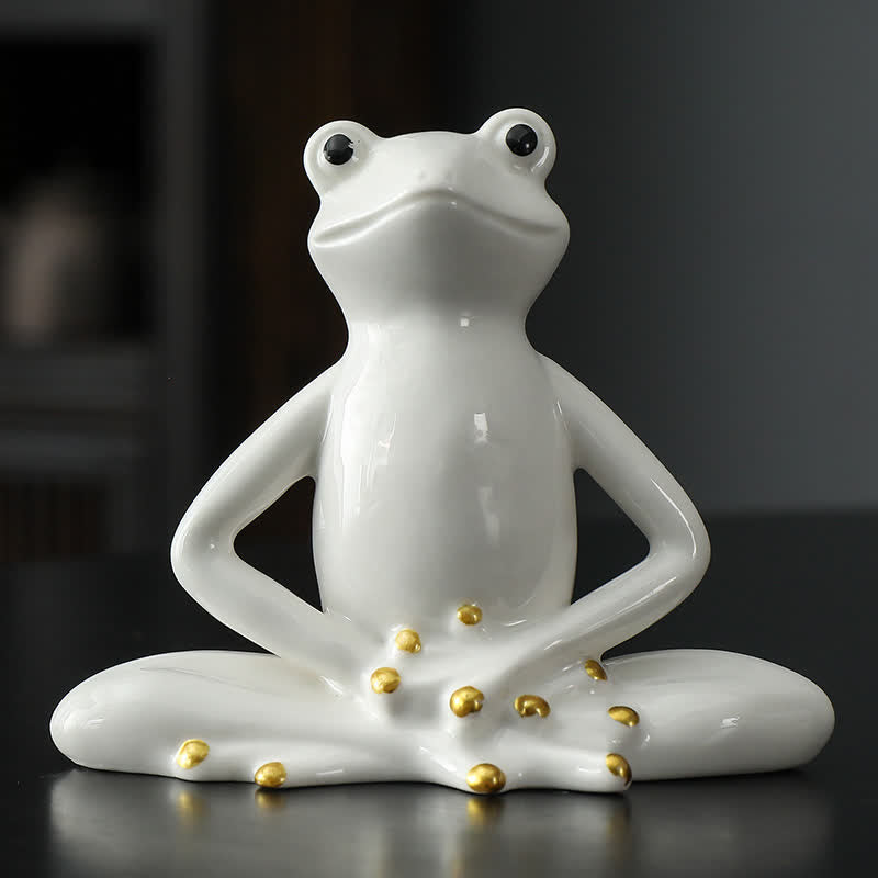 Figuren Frosch Keramik Zen Frosch / Weiß