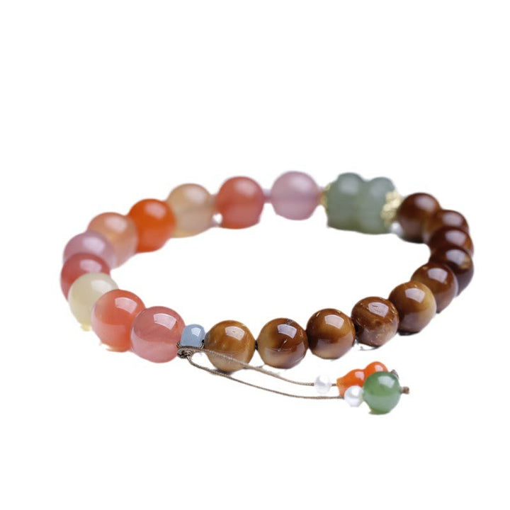 Armband Achat Jade – Schutz & Wohlstand bunten Natursteinen elastisch getragen