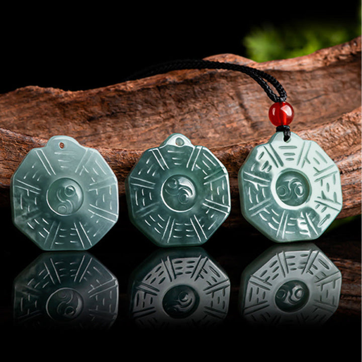 Jade Yin Yang Bagua Kette Naturstein Anhänger grün