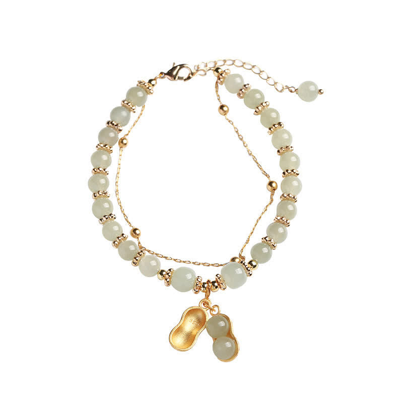 Jade Armband 925 Silber mit goldenem Anhänger elegant
