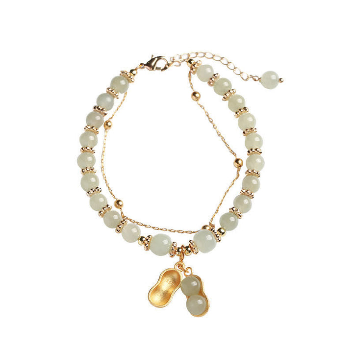 Jade Armband 925 Silber mit goldenem Anhänger elegant