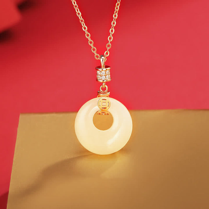 Kette weiße jade donut – wohlstand & glück