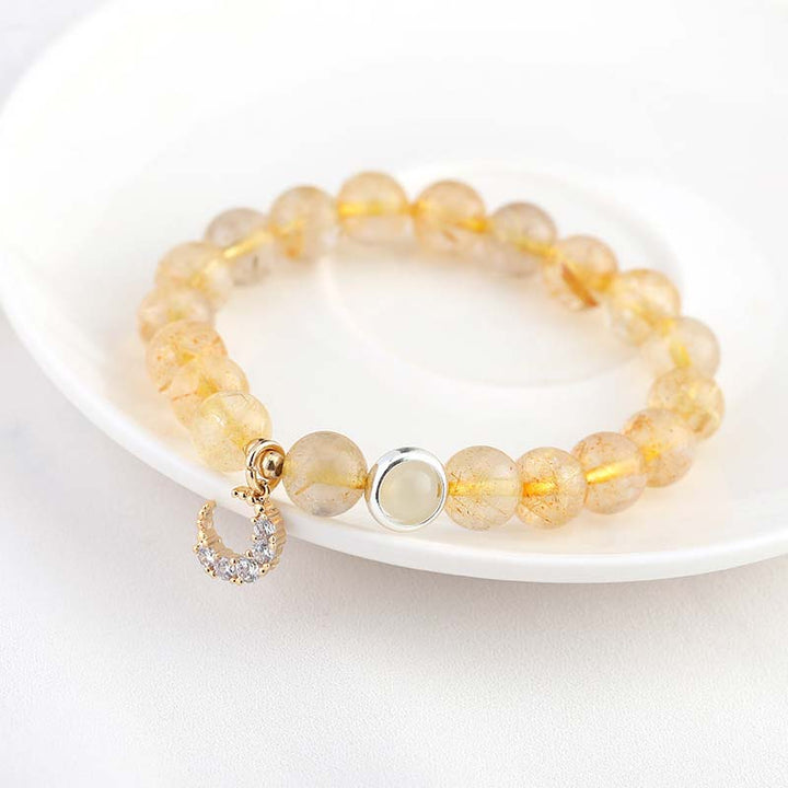 Armband Citrin Mond – Schutz & Glück goldene Perlen Naturstein elegant