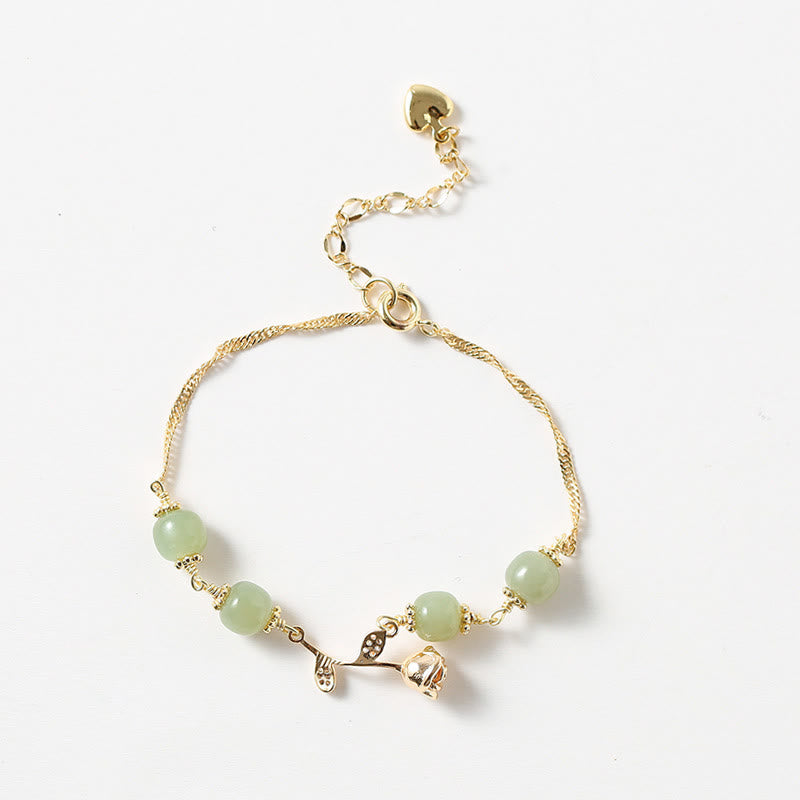Armband Jade – Glück & Stärke grüne Perlen Goldkette elegant