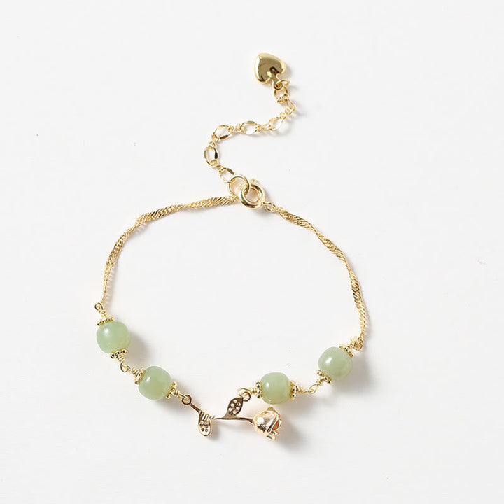 Armband Jade – Glück & Stärke grüne Perlen Goldkette elegant