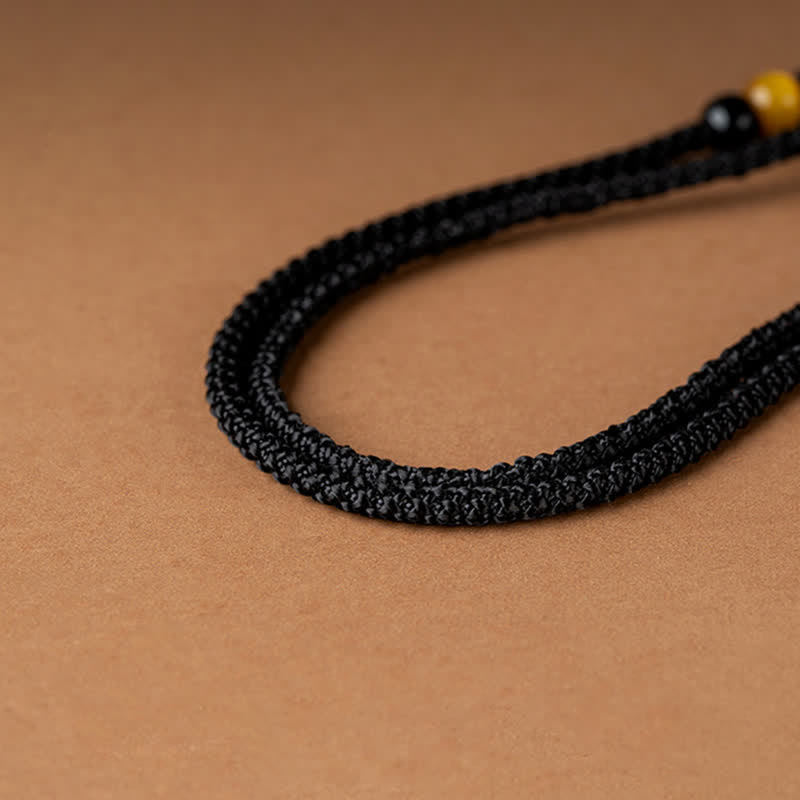 Schwarze Kette Kaninchen Tierkreis Wohlstand geflochtenes Armband Naturstein