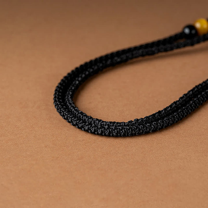 Schwarze Kette Kaninchen Tierkreis Wohlstand geflochtenes Armband Naturstein