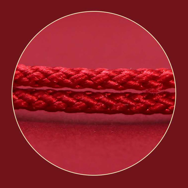 Rotes Seil Armband 925 Silber Fu-Zeichen elastisch traditionell