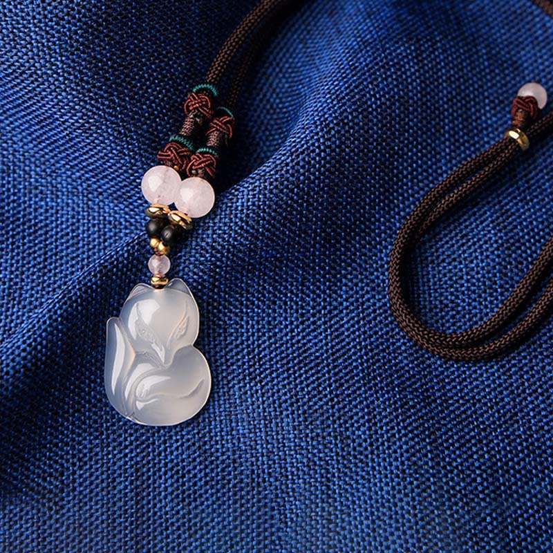 Kette Chalcedon Fuchs Harmonie Achat Anhänger braun