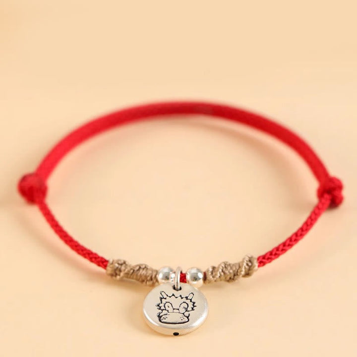 Rotes Armband 925 Silber Chinesisches Tierkreis Anhänger Glück Harmonie