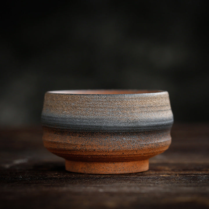 Teeschale Schlichte Braune Streifen Keramik Zen Stil