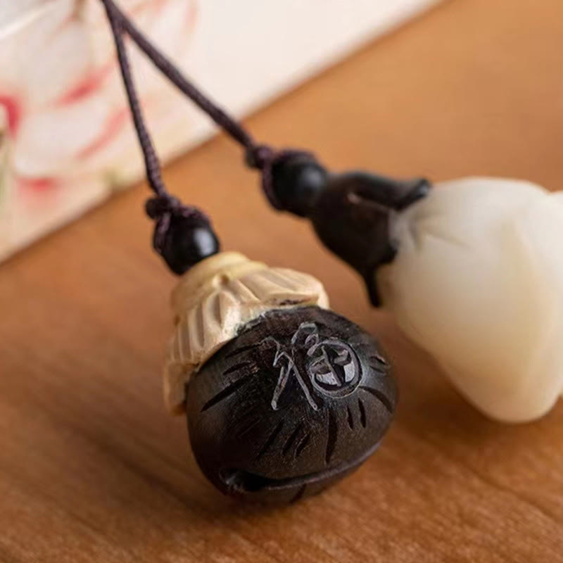 Sandelholz Bodhi Armband schwarze Perlen Energie Schutz Schnur