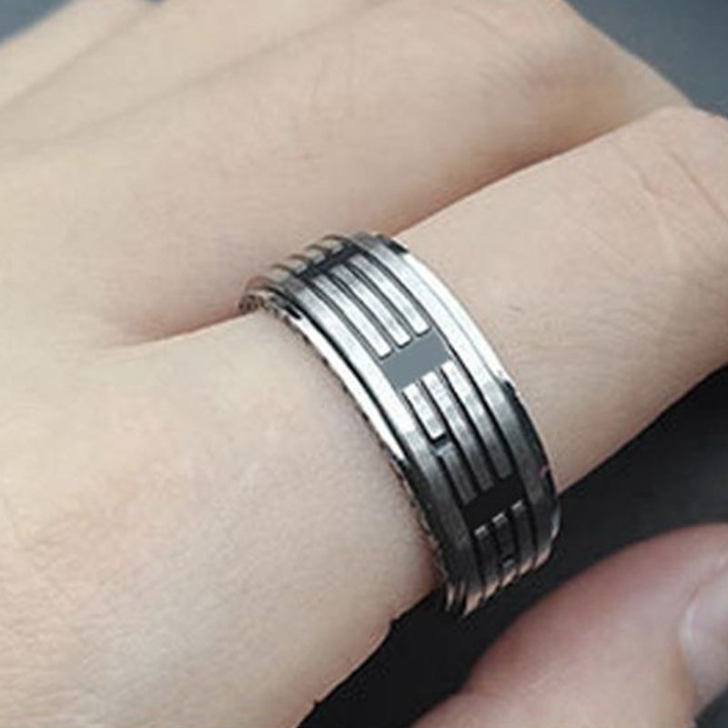 Ring Titanstahl Bagua Yin Yang Balance Fengshui Energieschutz