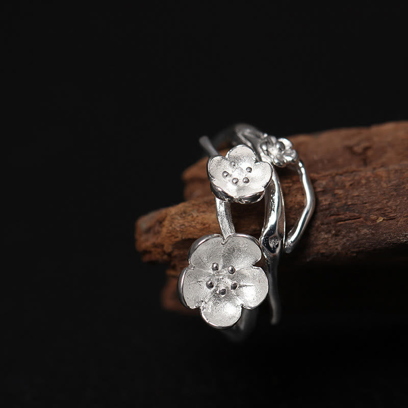 Ring 925 Silber Pflaumenblüte Balance elegante Blüten Design