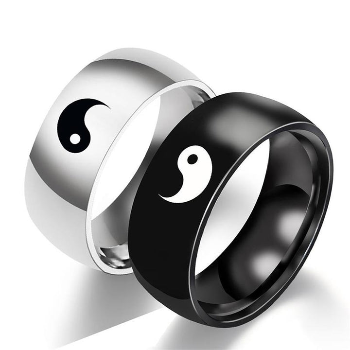 Yin Yang Ringe Titanstahl Balance Partnerringe Schwarz Weiß Harmony