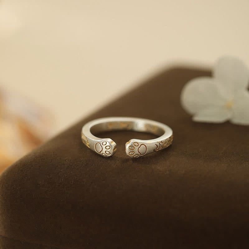 Eleganter Ring 999er Silber Katzenpfote – Balance Glück Feng Shui
