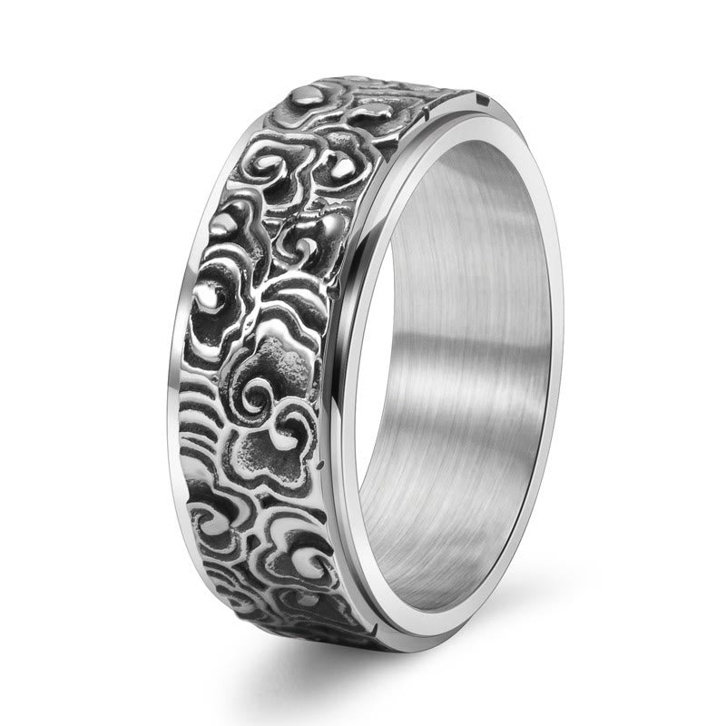 Titanstahl Ring Glückswolken Muster Balance Meditation Schmuck Fengshui