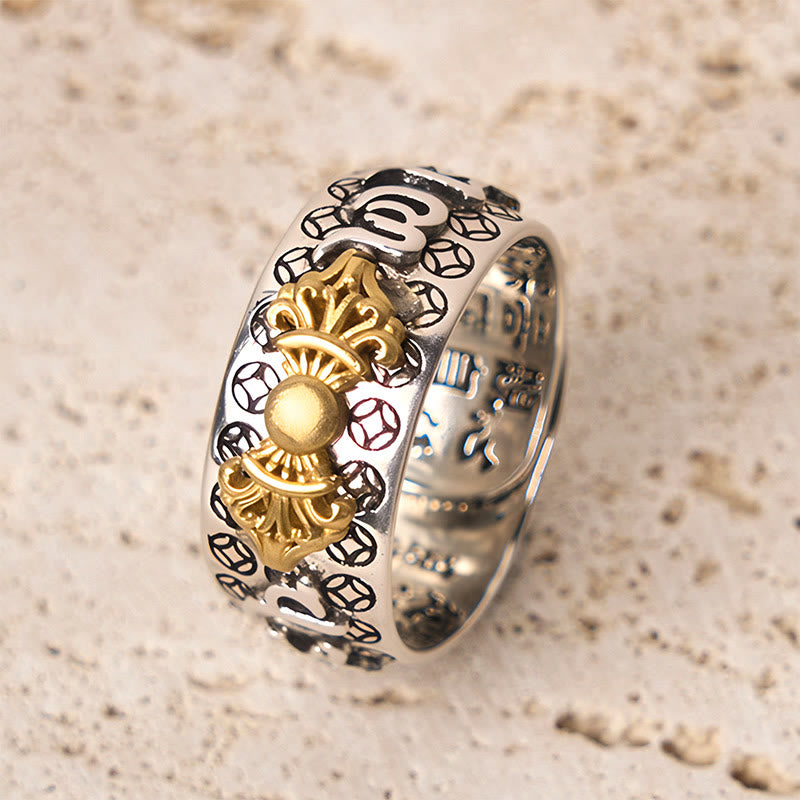 Silber Ring Kupfer Vajra Om Mani Padme Hum Spiritual Balance