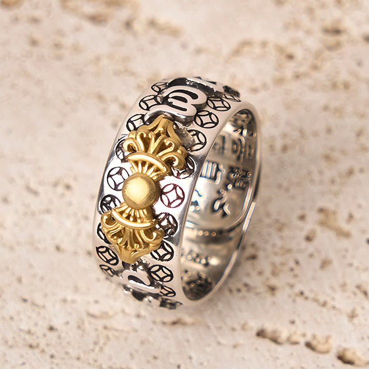 Silber Ring Kupfer Vajra Om Mani Padme Hum Spiritual Balance