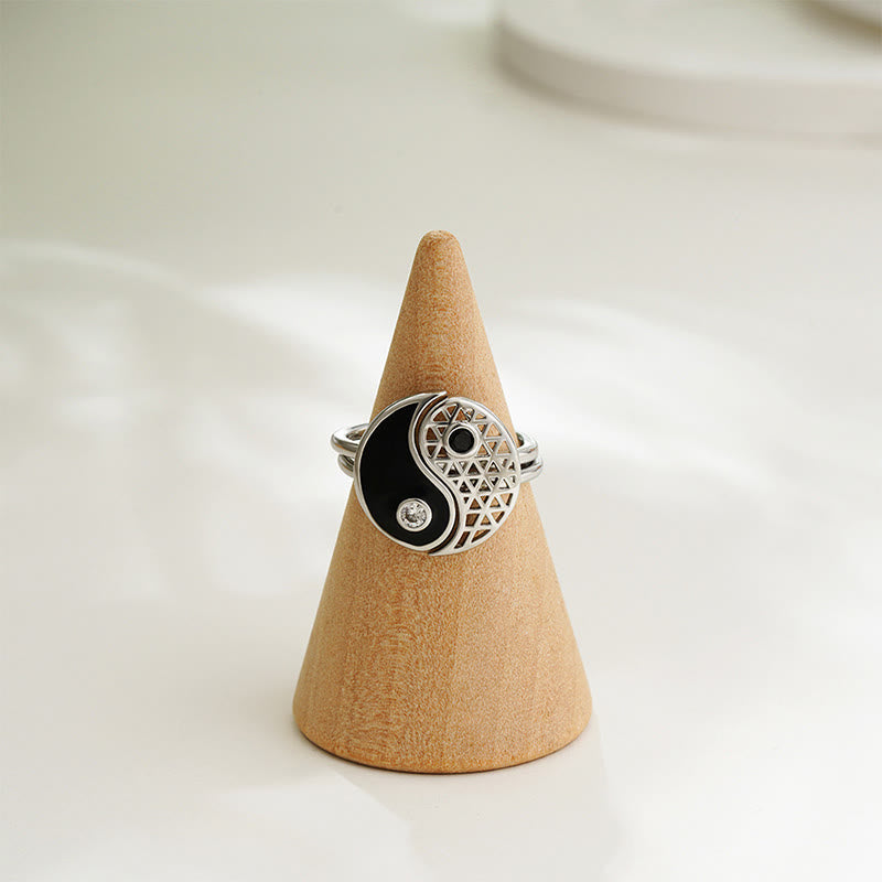 Ring Titanstahl Yin Yang Paar Balance Schutz Glück Schmuck